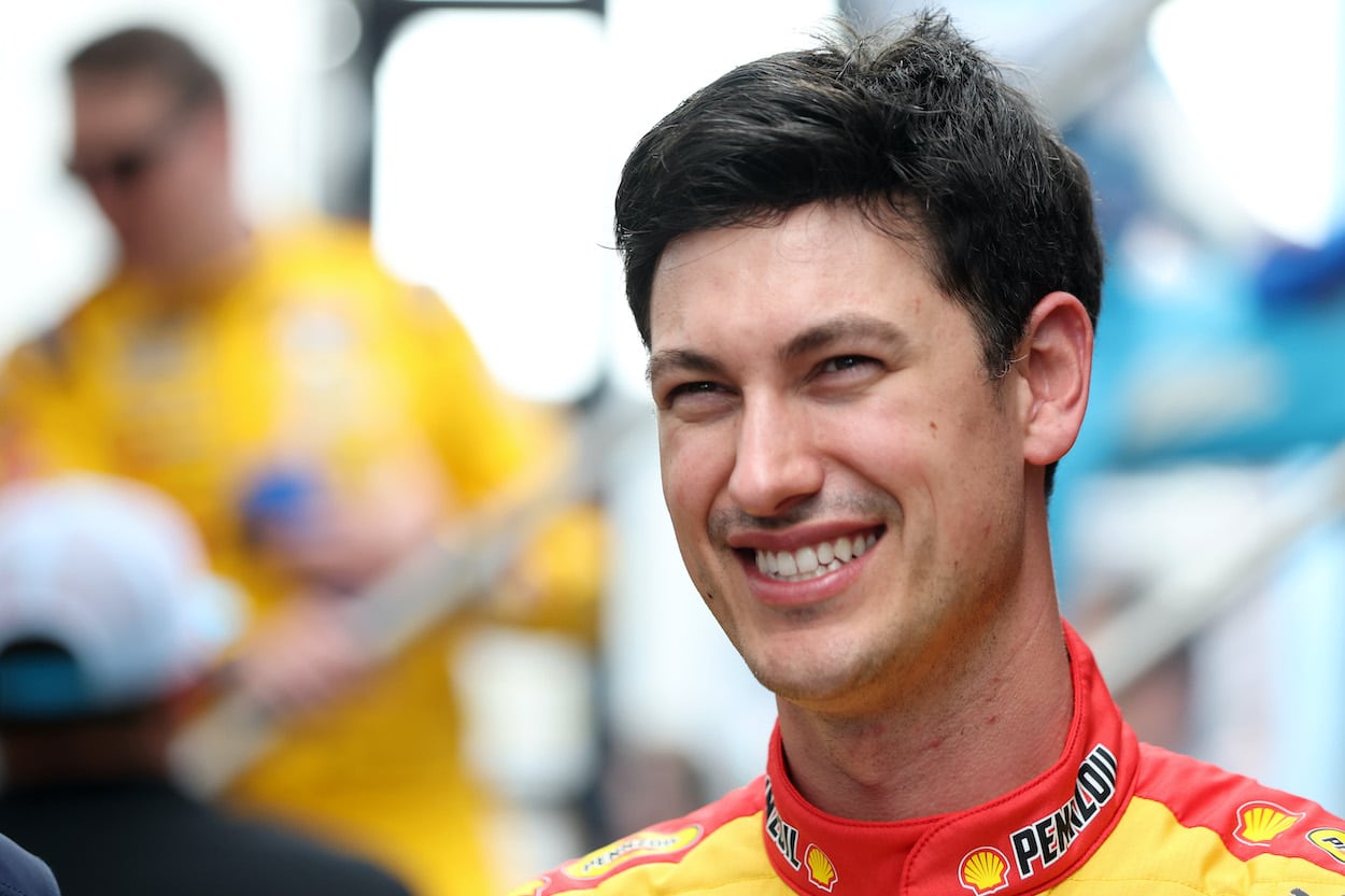 Joey Logano waits before race.