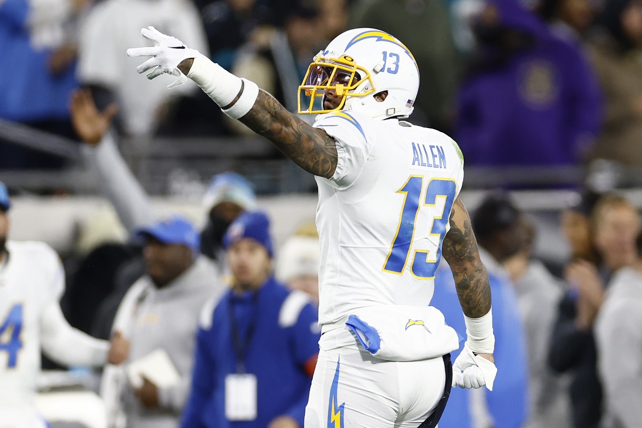 Keenan Allen during a Chargers-Jaguars playoff matchup in January 2023