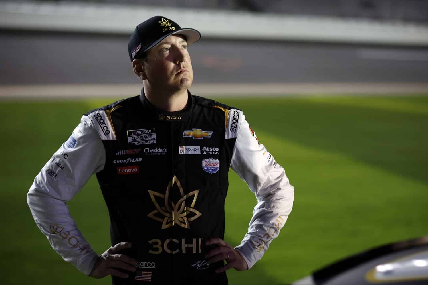 Kyle Busch looks on during qualifying at Daytona International Speedway on Feb. 15, 2023.