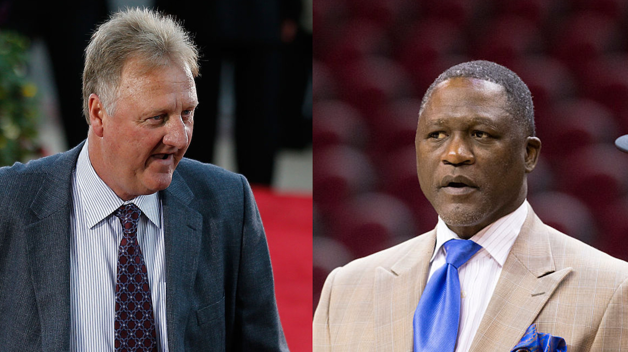 Larry Bird (L) and Dominique Wilkins (R) in retirement