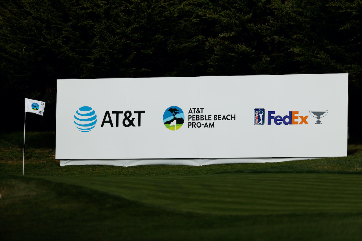 An AT&T Pebble Beach Pro-Am sign is shown.