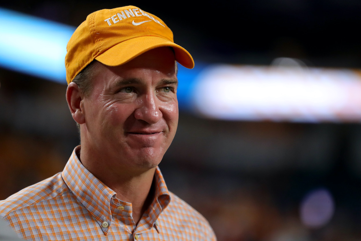 Peyton Manning looks on before a Tennessee game.