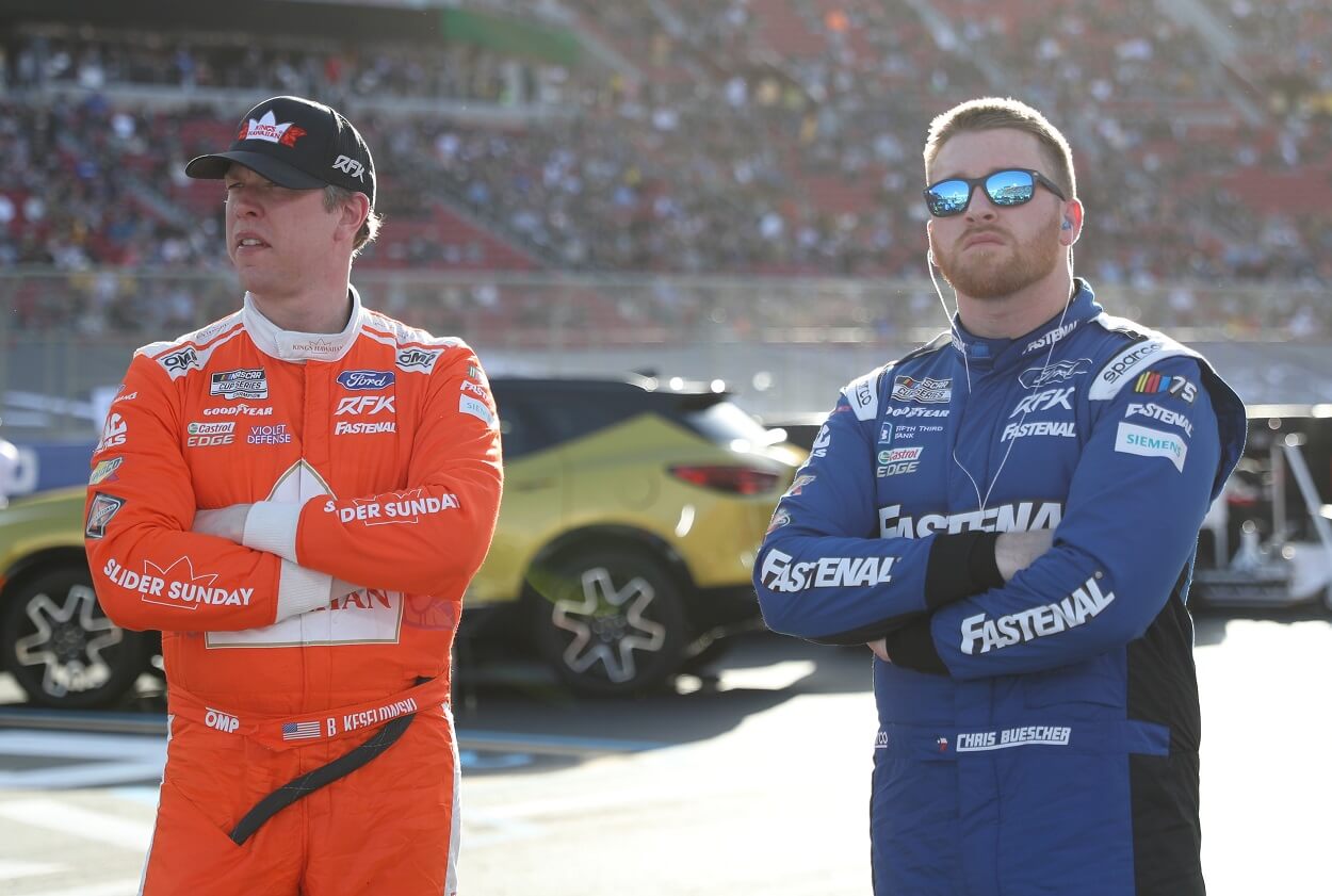 RFK Racing drivers Brad Keselowski and Chris Buescher ahead of the 2023 NASCAR Cup Series Clash at the Coliseum