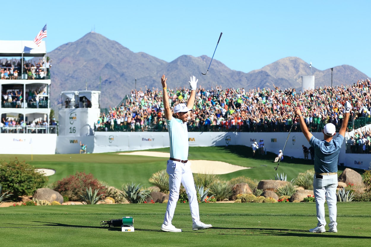 Sam Ryder celebrates a hole-in-one.