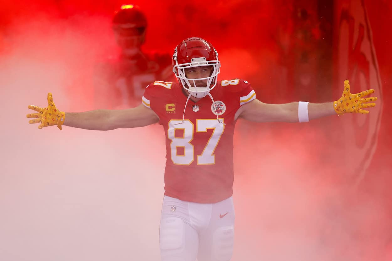 Travis Kelce takes the field.