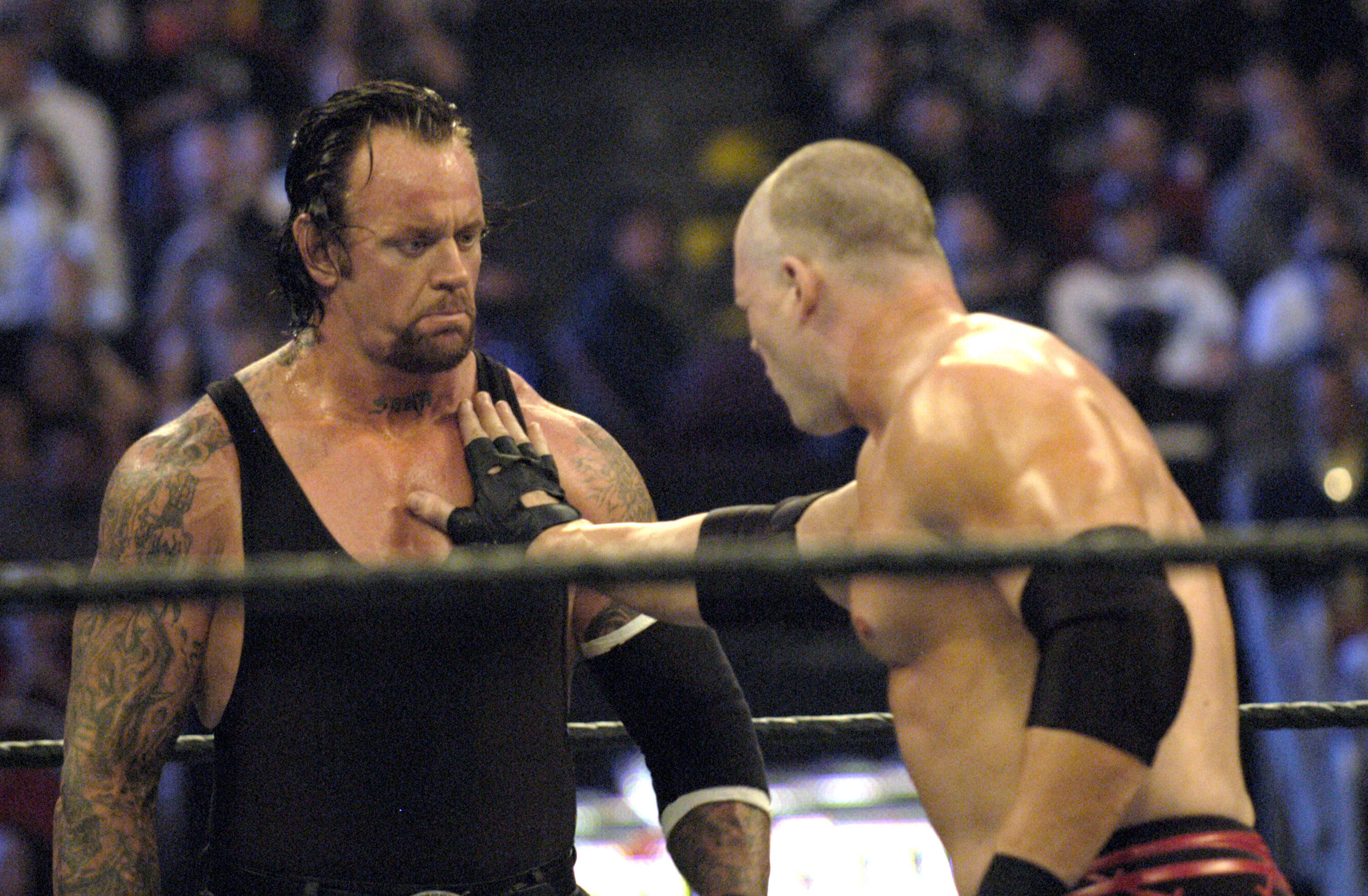 The Undertaker vs Kane during Wrestle Mania XX.
