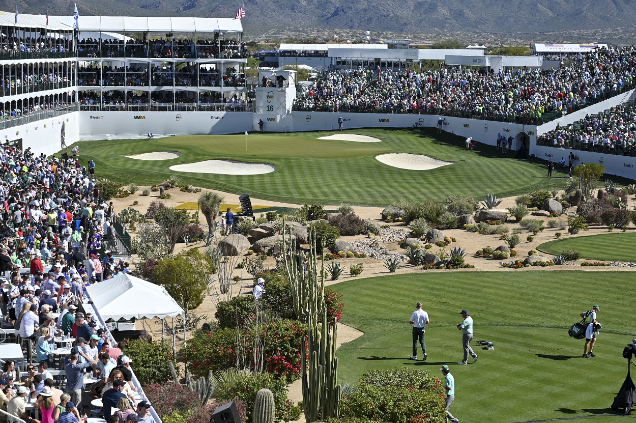 The 16th hole at TPC Scottsdale during the 2022 WM Phoenix Open