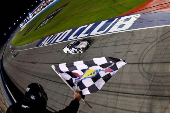 John Hunter Nemechek claims the checkered flag at Auto Club Speedway