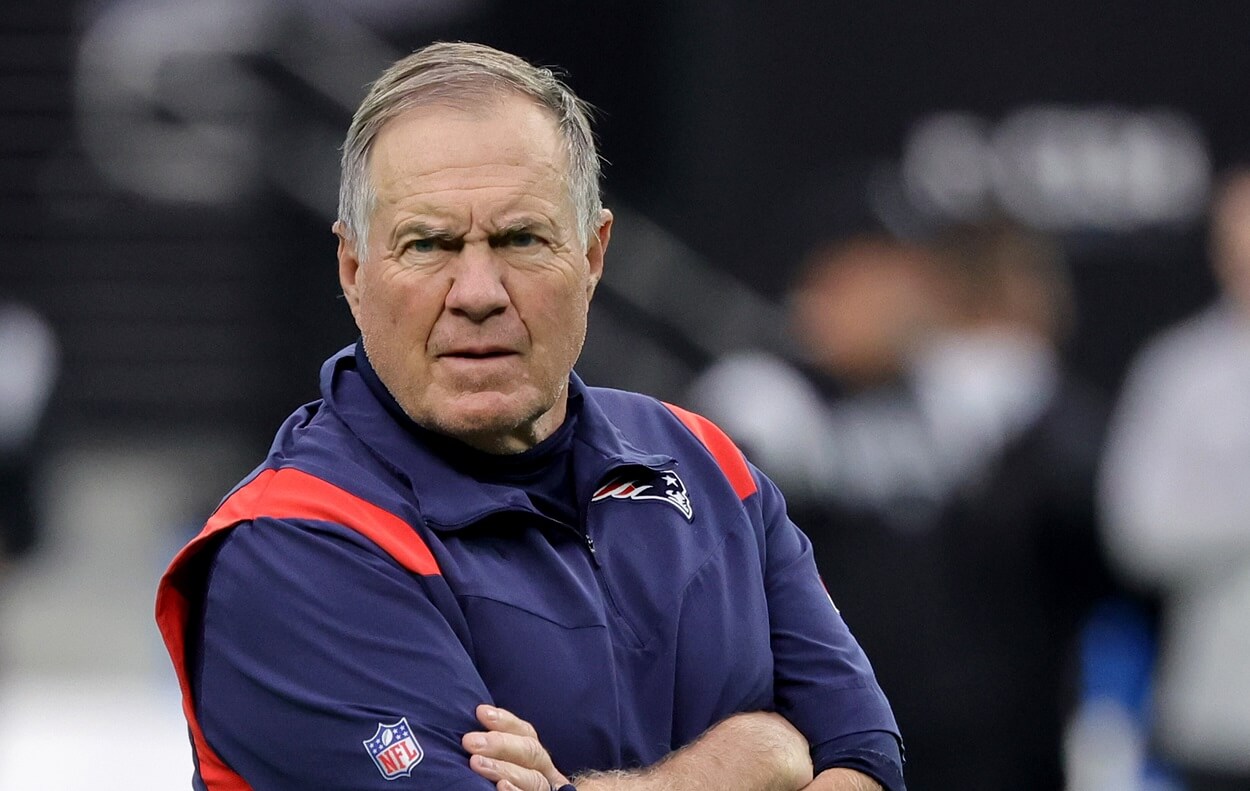 Bill Belichick ahead of a Patriots-Raiders matchup in December 2022