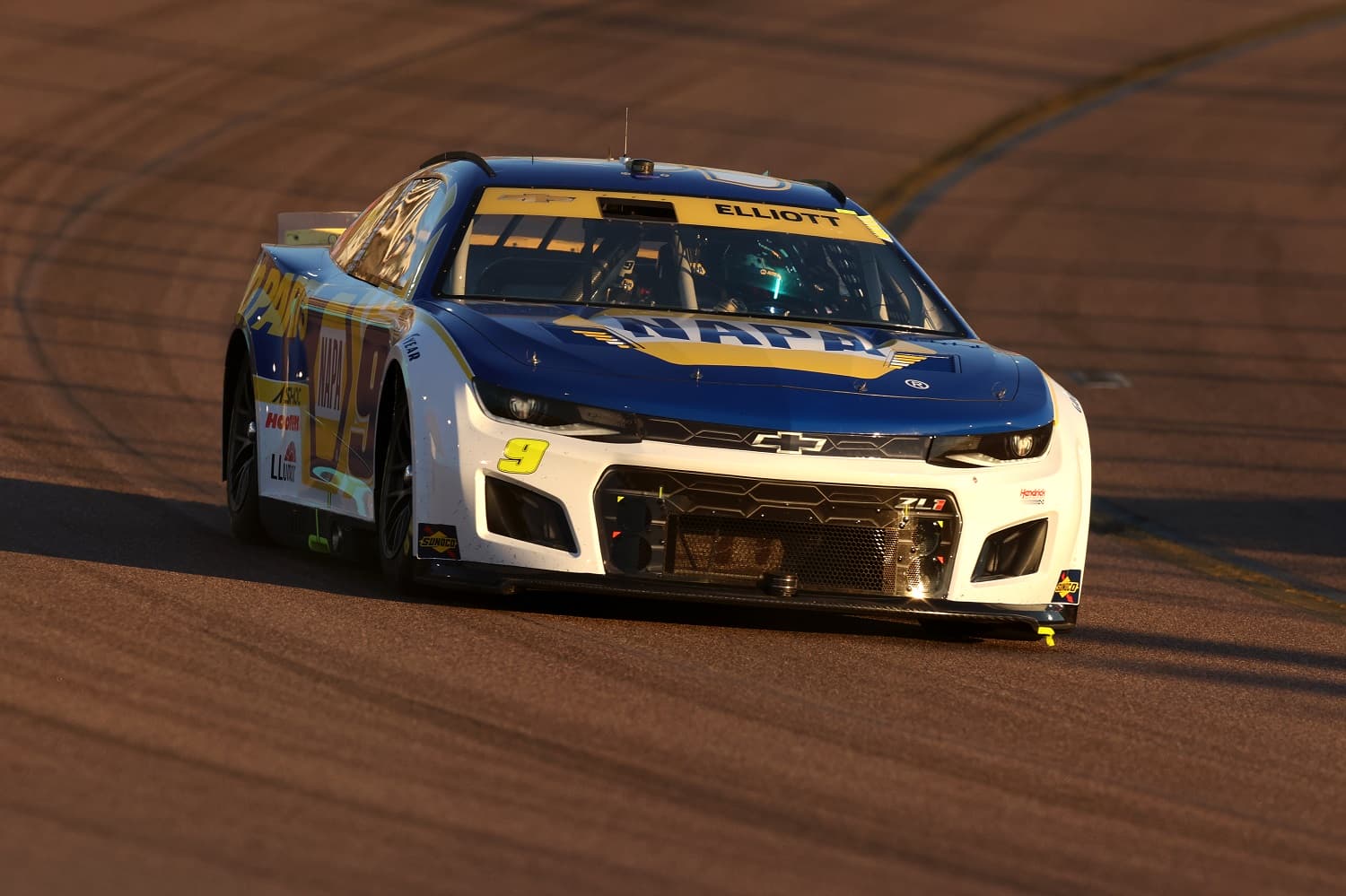 Chase Elliott, driver of the #9 NAPA Auto Parts Chevrolet Camaro, drives during practice for the NASCAR Cup Series Championship at Phoenix Raceway on Nov. 4, 2022.