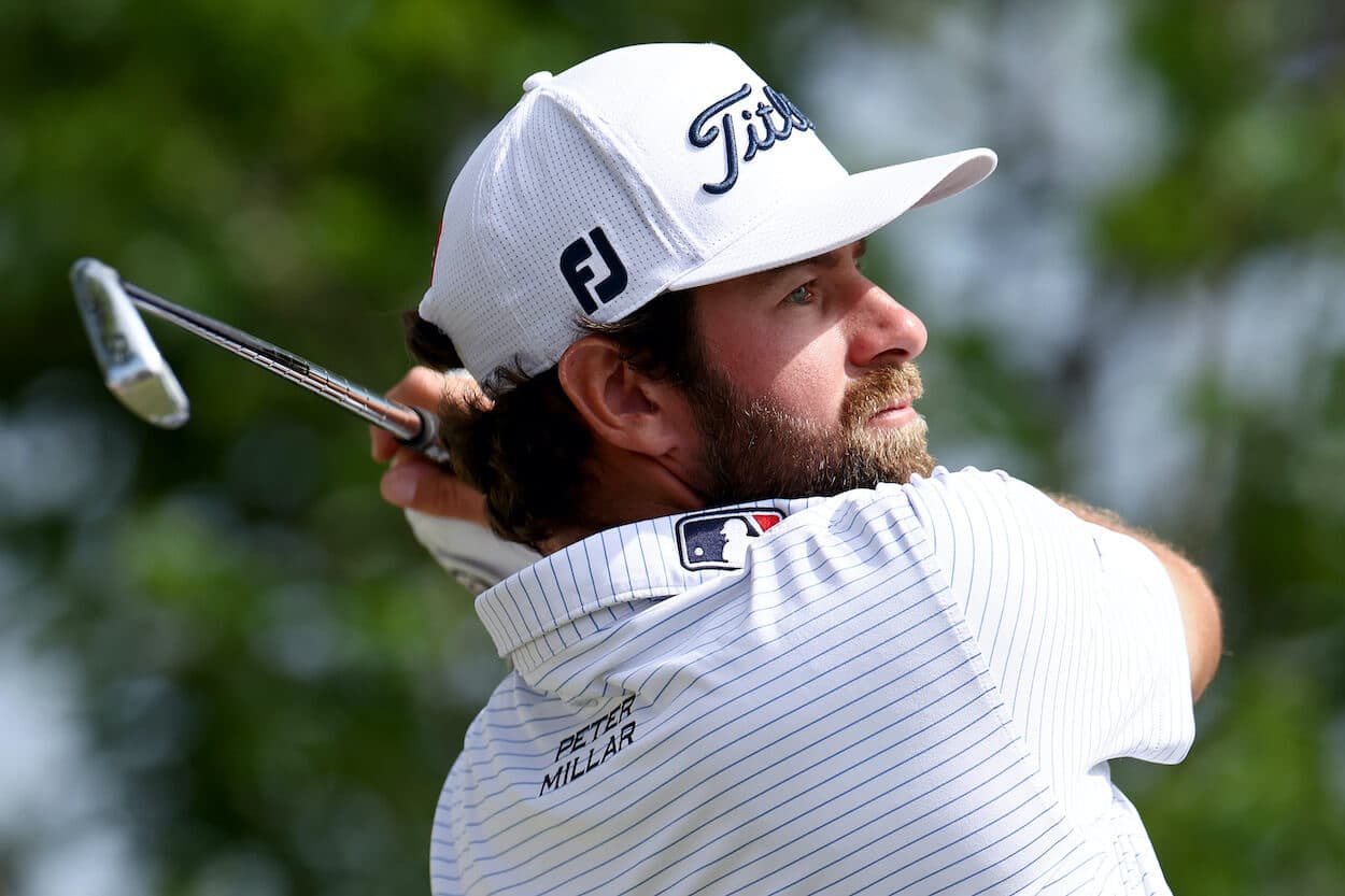 Cameron Young hits a tee shot during the WGC-Dell Technologies Match Play.