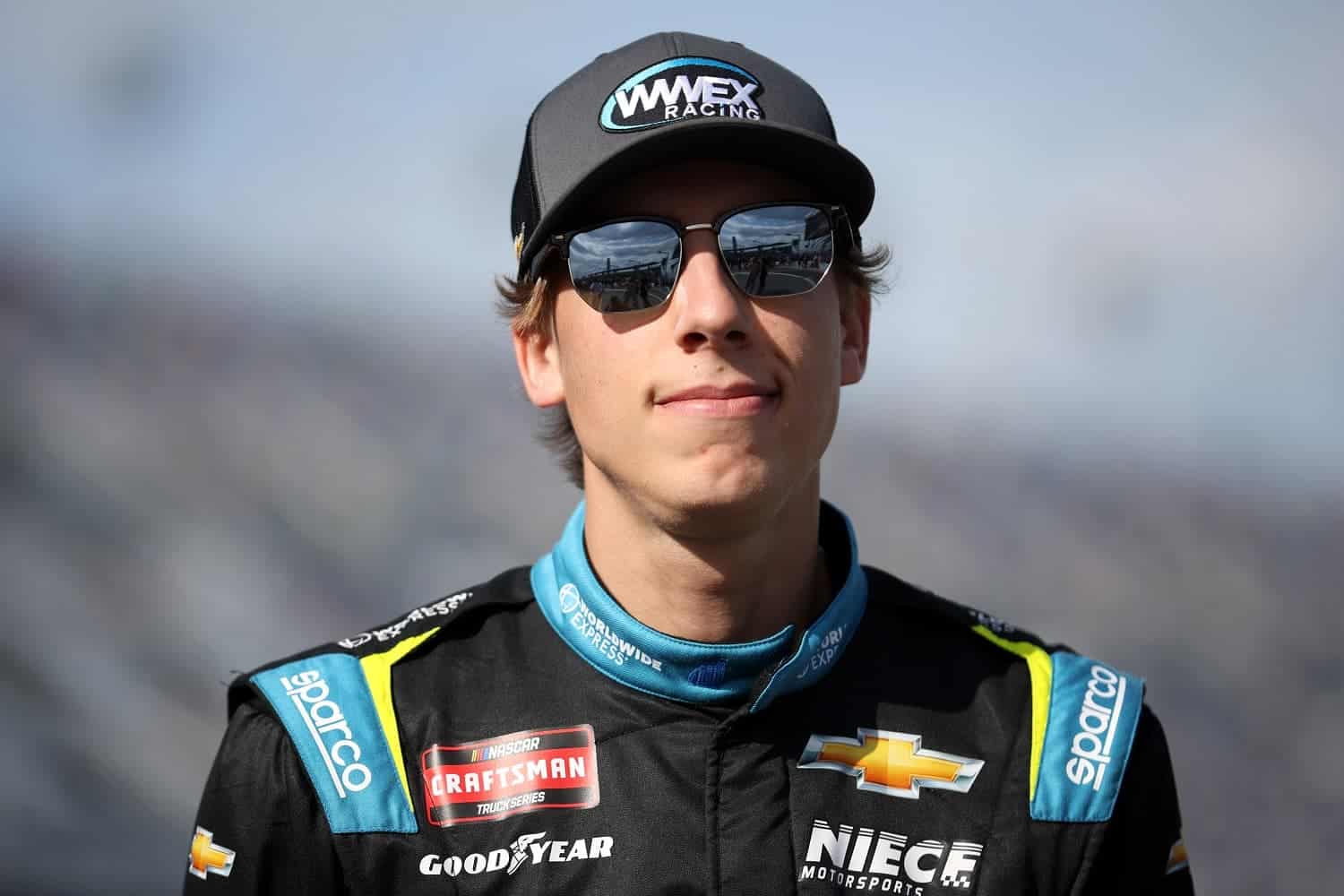 Carson Hocevar looks on during qualifying for the NASCAR Craftsman Truck Series NextEra Energy 250 at Daytona International Speedway on Feb. 17, 2023.