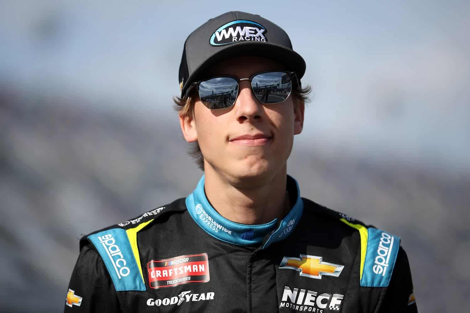Carson Hocevar looks on during qualifying for the NASCAR Craftsman Truck Series NextEra Energy 250 at Daytona International Speedway on Feb. 17, 2023. | James Gilbert/Getty Images