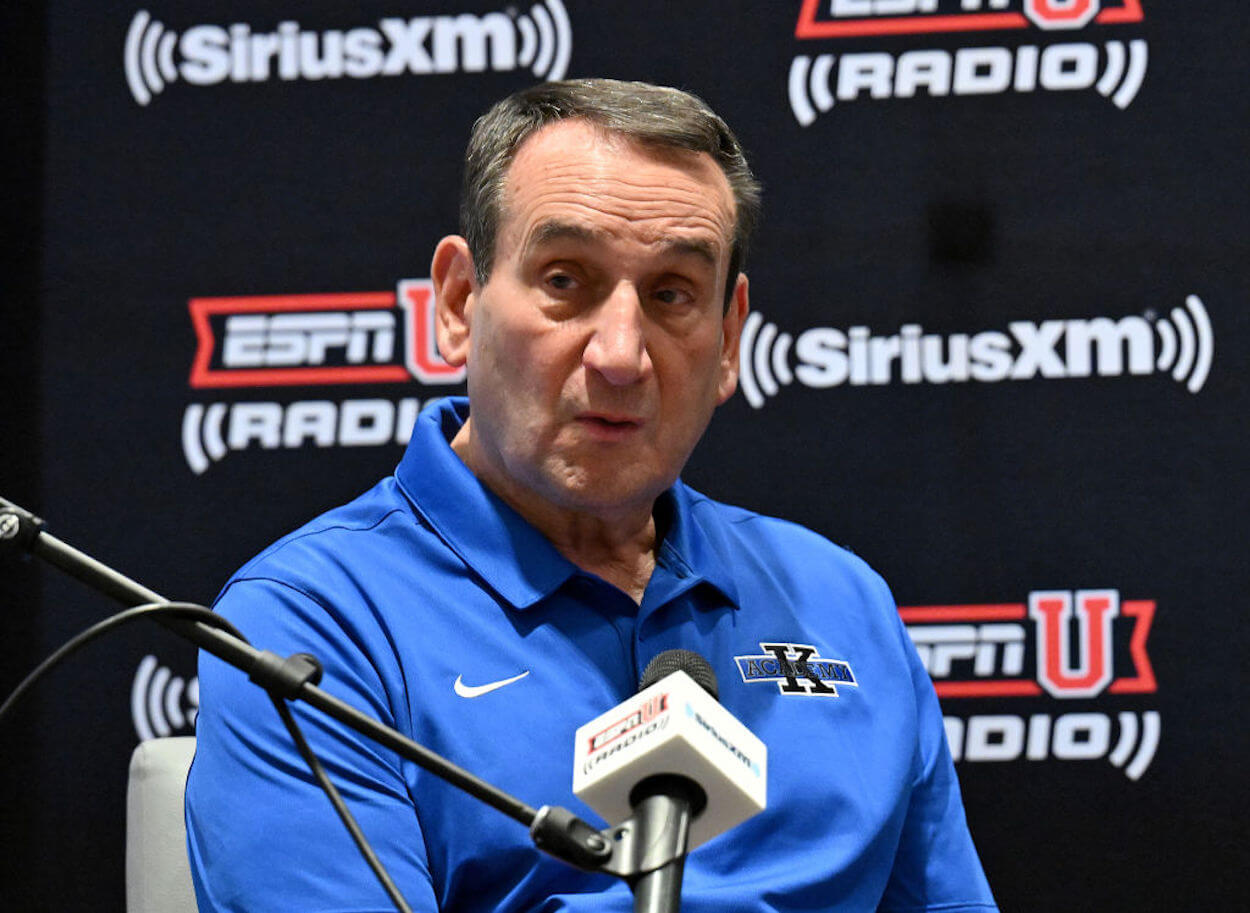 Mike Krzyzewski, commonly known as Coach K, records an episode of His SiriusXM show.