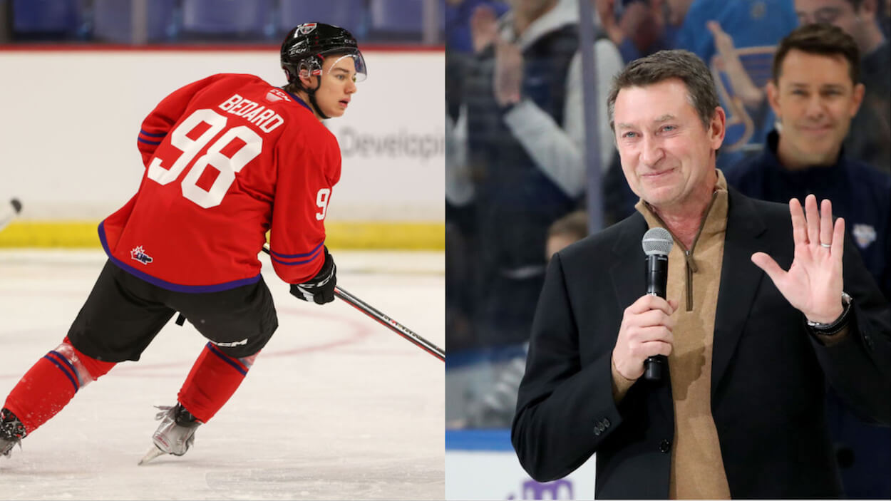 Connor Bedard (left) and Wayne Gretzky (right)