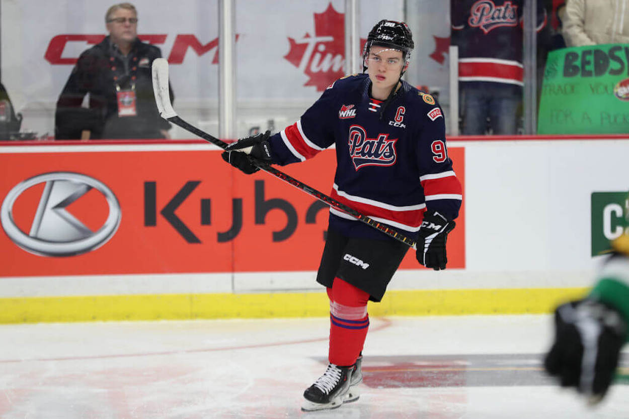 Connor Bedard in action for the Regina Pats