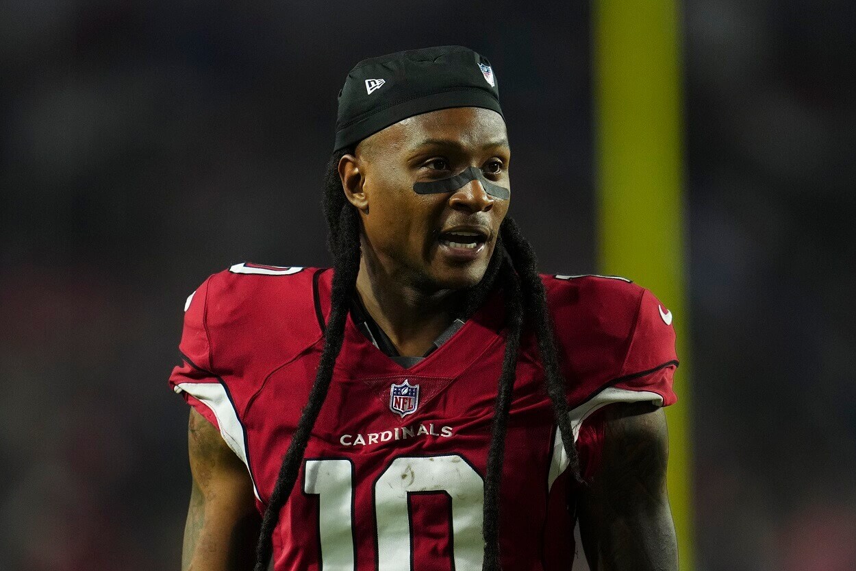 DeAndre Hopkins following a Cardinals-Patriots matchup in December 2022