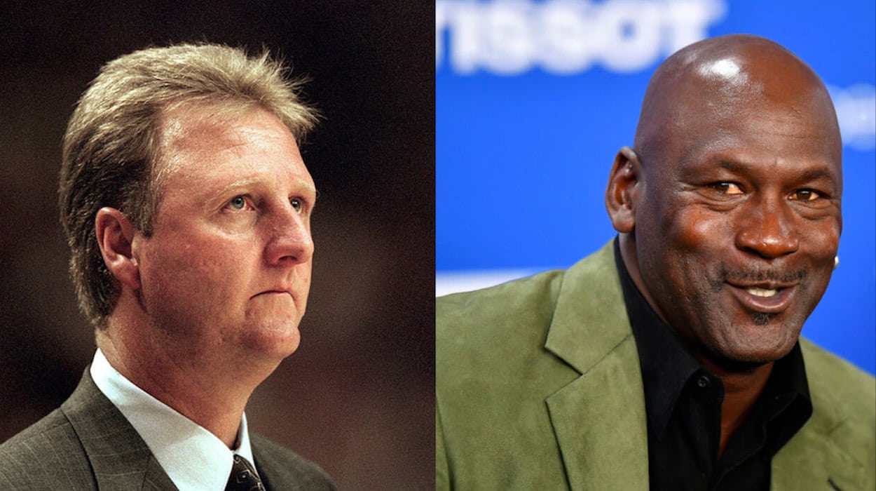 Larry Bird (L) and Michael Jordan (R)