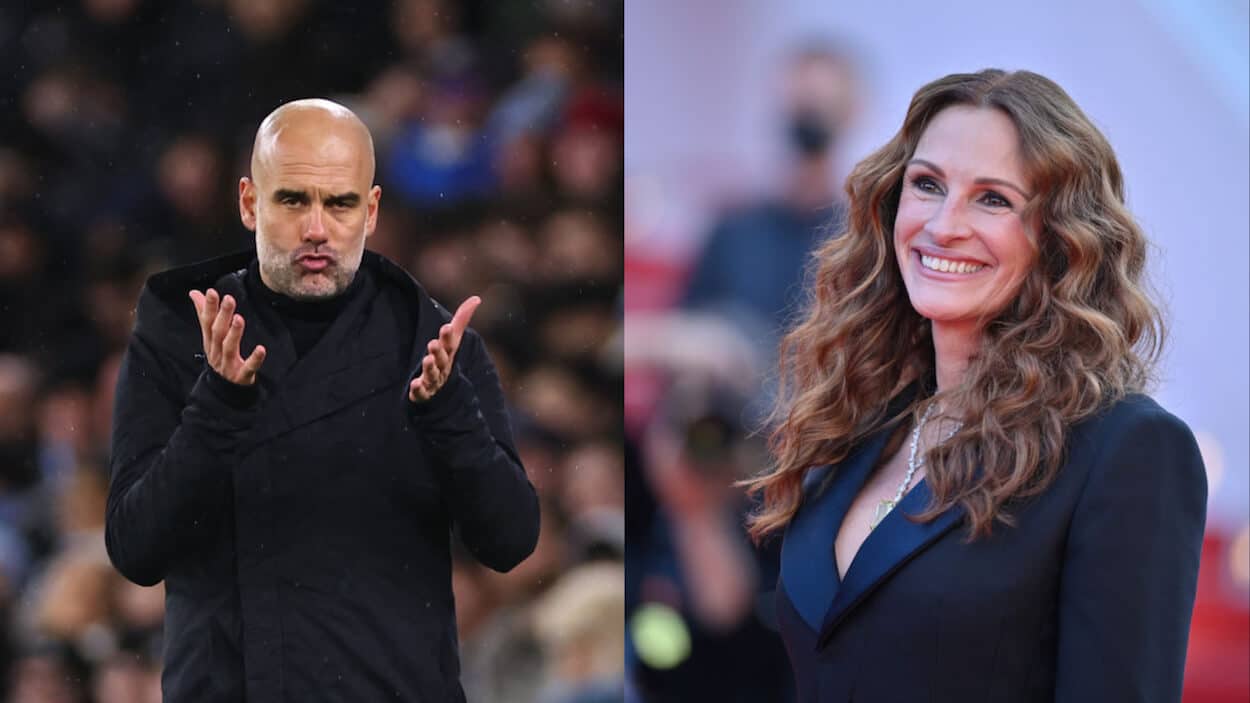 Pep Guardiola (L) and Julia Roberts (R)