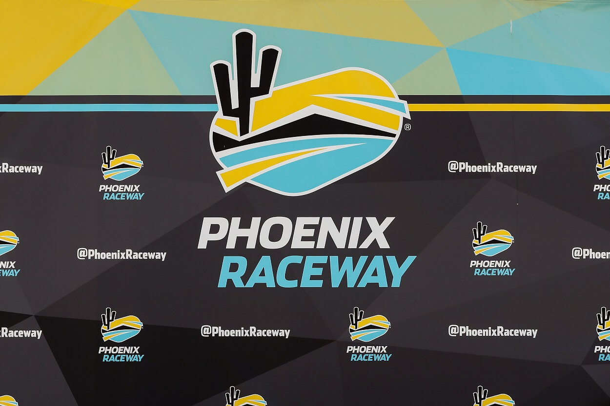 Phoenix Raceway signage during a NASCAR press conference