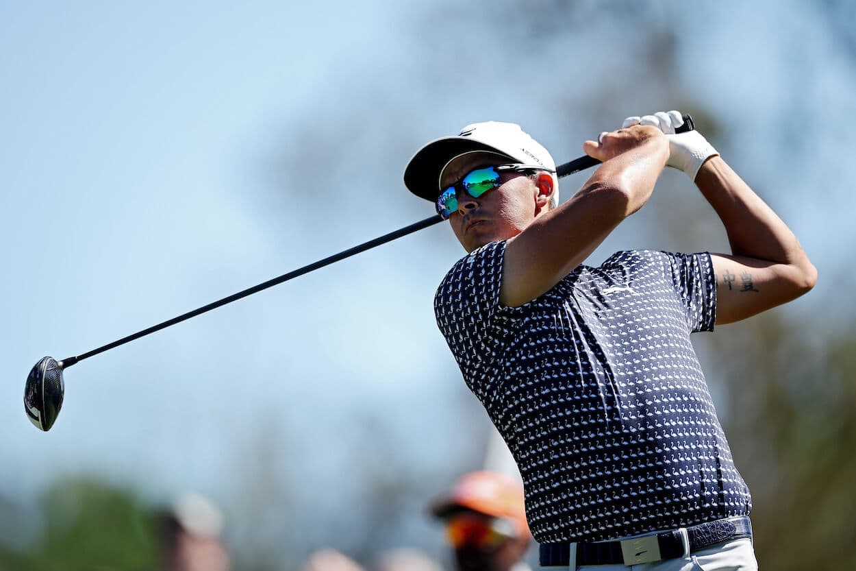 Rickie Fowler hits a tee shot during the Players Championship.