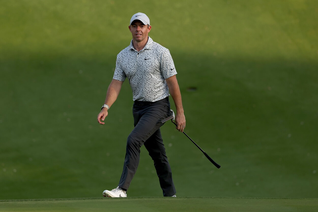 Rory McIlroy walks to the 18th green during the second round of the 2023 WGC Match Play
