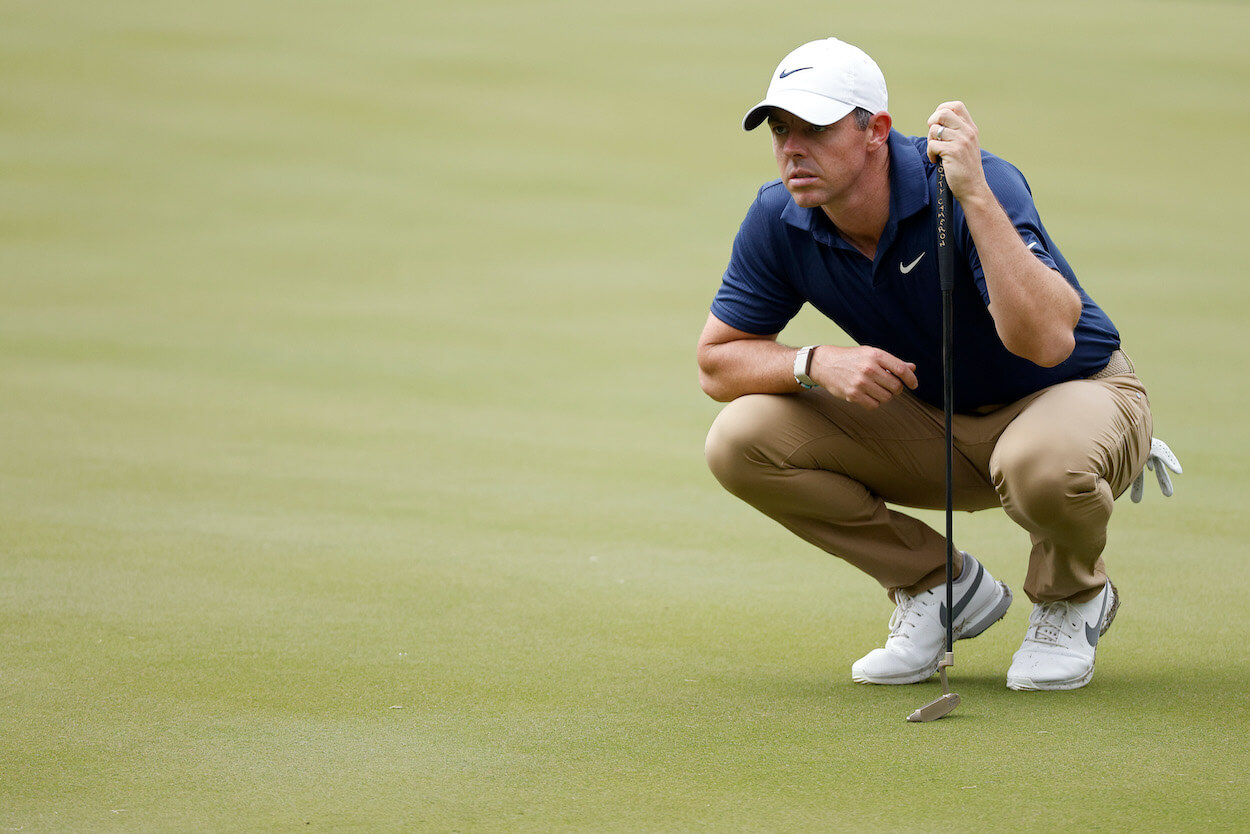 Rory McIlroy lines up a putt during the WGC-Match Play.