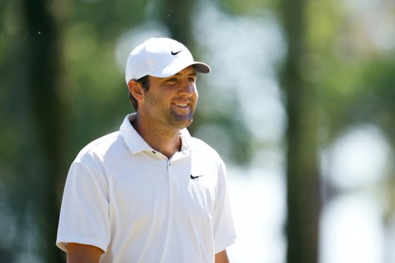 Scottie Scheffler smiles during the Players Championship.