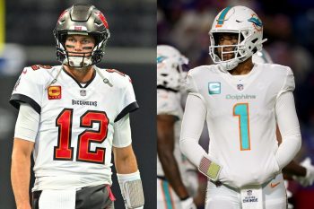 Former Buccaneers QB Tom Brady and Dolphins QB Tua Tagovailoa