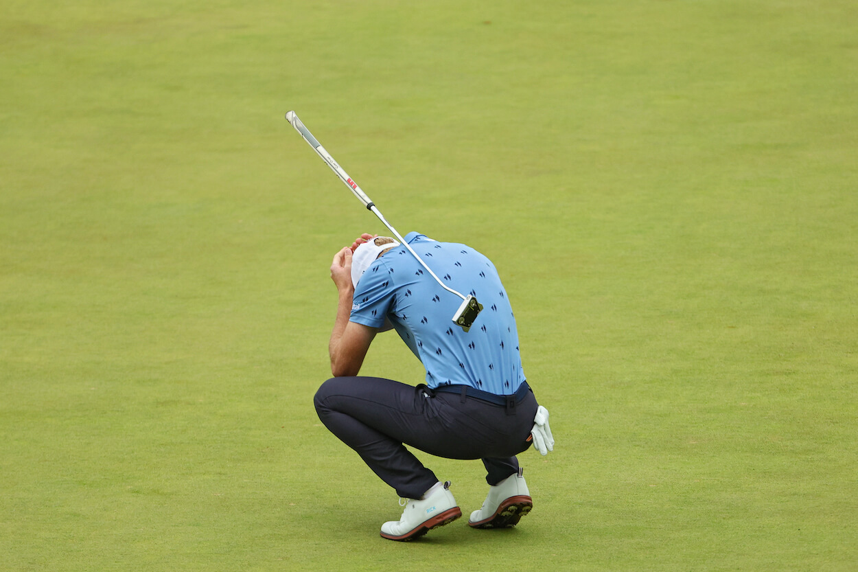 Will Zalatoris reacts to his missed putt on the final hole of the 2022 U.S. Open.