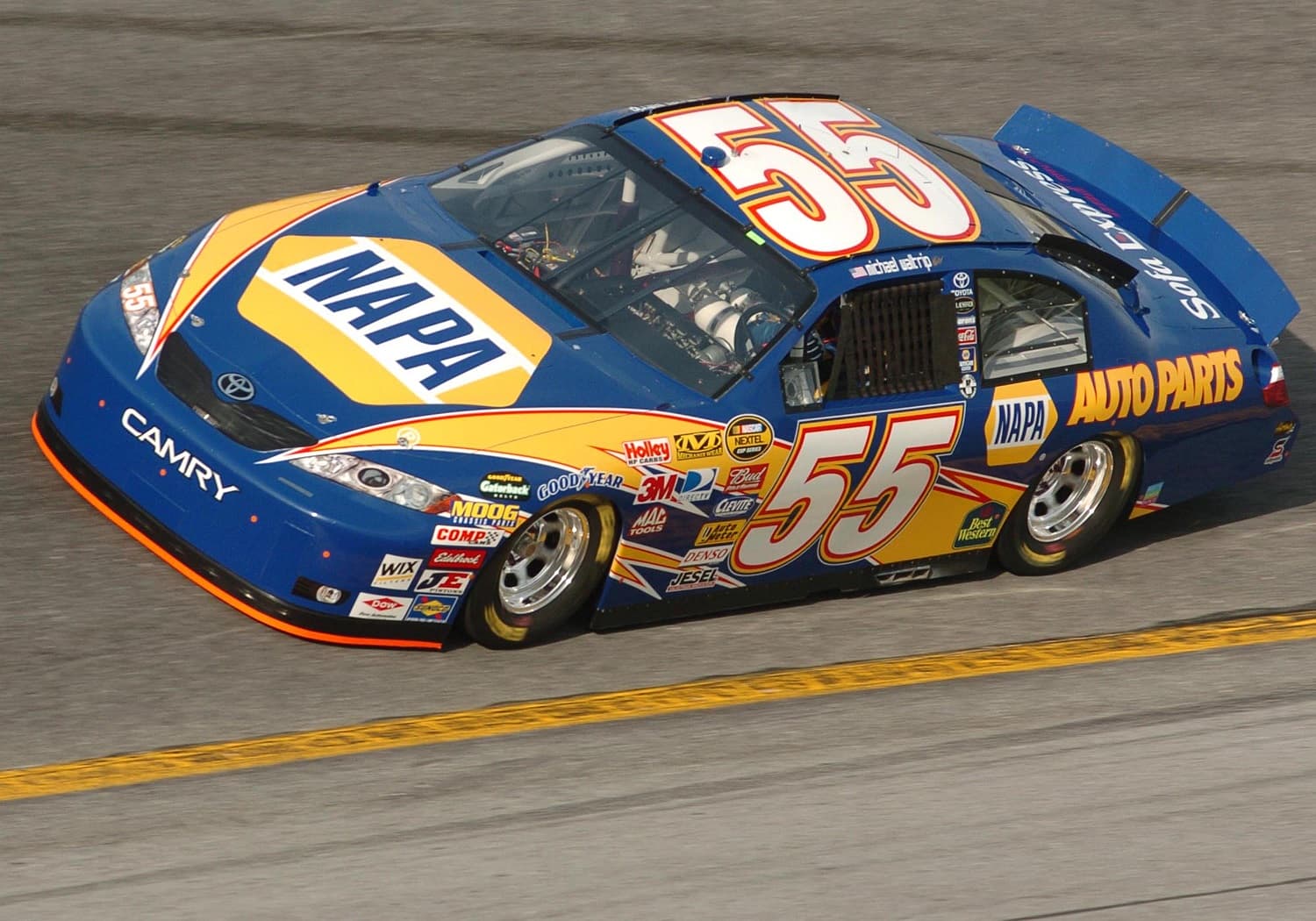 Michael Waltrip drives the NAPA Auto Parts Toyota car during qualifying for the 2007 Daytona 500 | Stephen M. Dowell/Orlando Sentinel/Tribune News Service via Getty Images