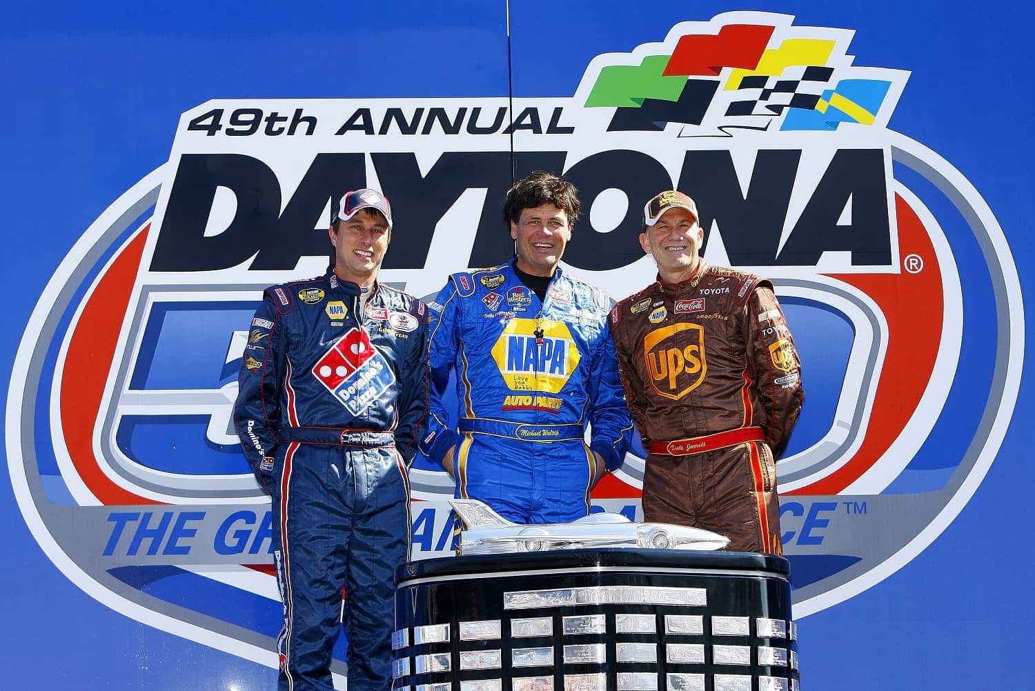 David Reutimann, Michael Waltrip, and Dale Jarrett prior to the Daytona 500 at Daytona International Speedway on Feb. 18, 2007. Rusty Jarrett/Getty Images for NASCAR