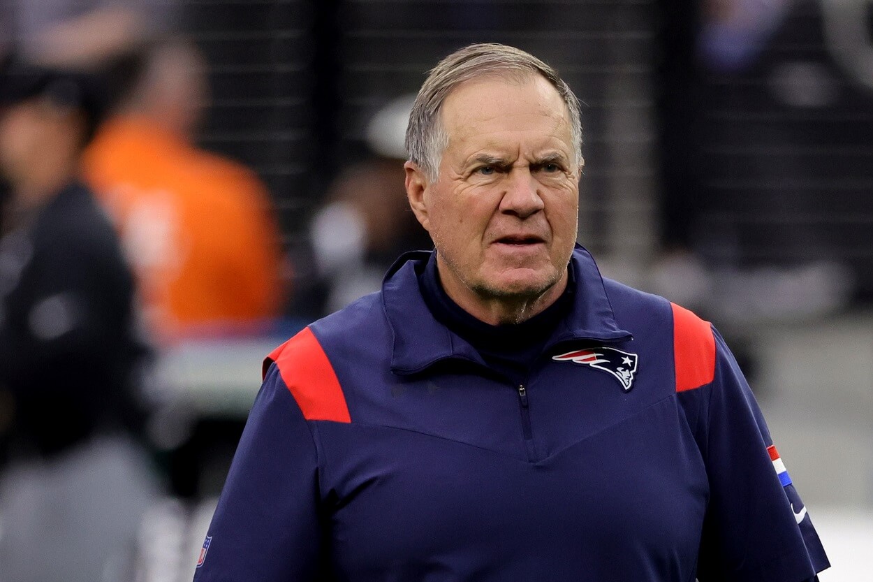 Bill Belichick ahead of a Patriots-Raiders matchup in December 2022