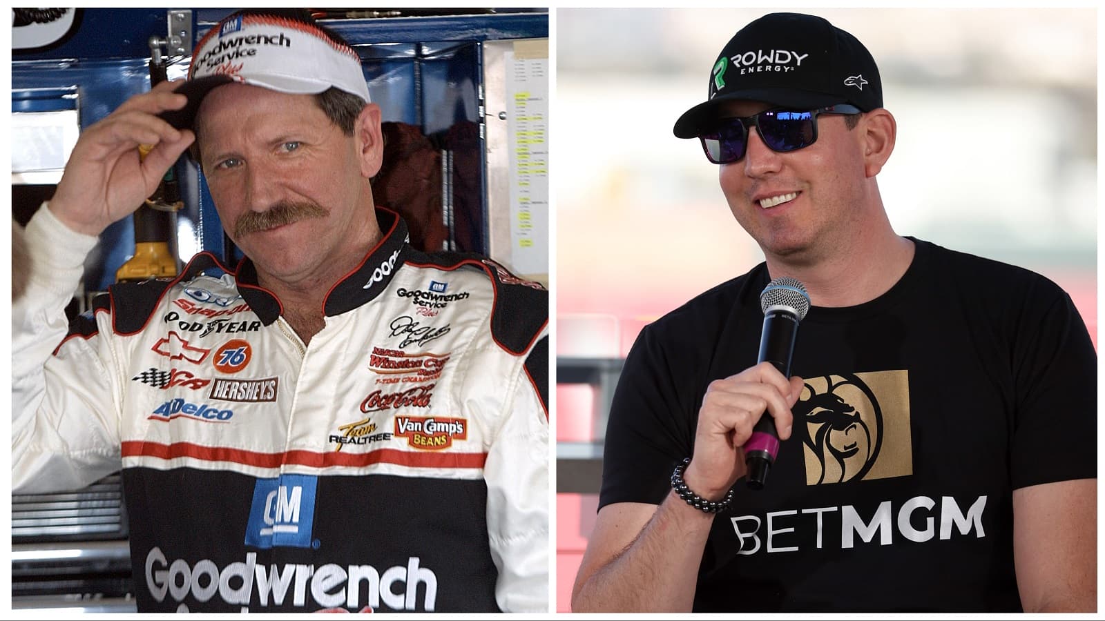 Drivers Dale Earnhardt and Kyle Busch.