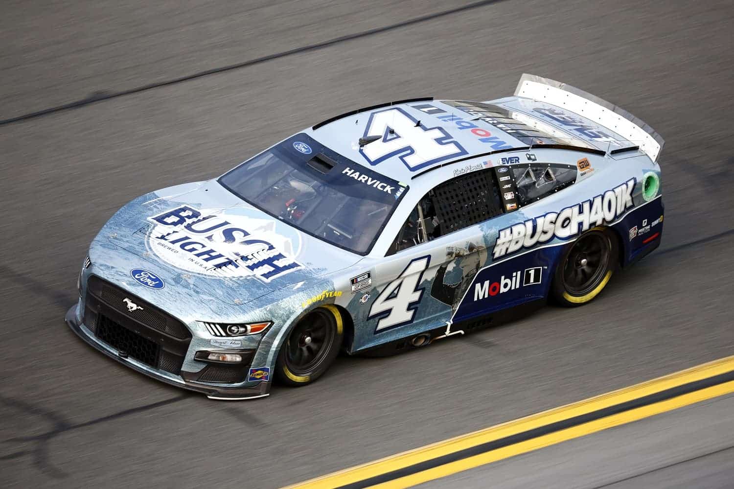 Kevin Harvick, driver of the Busch Light Ford, during practice for the NASCAR Cup Series Daytona 500. | Feb. 17, 2023. Jared C. Tilton/Getty Images