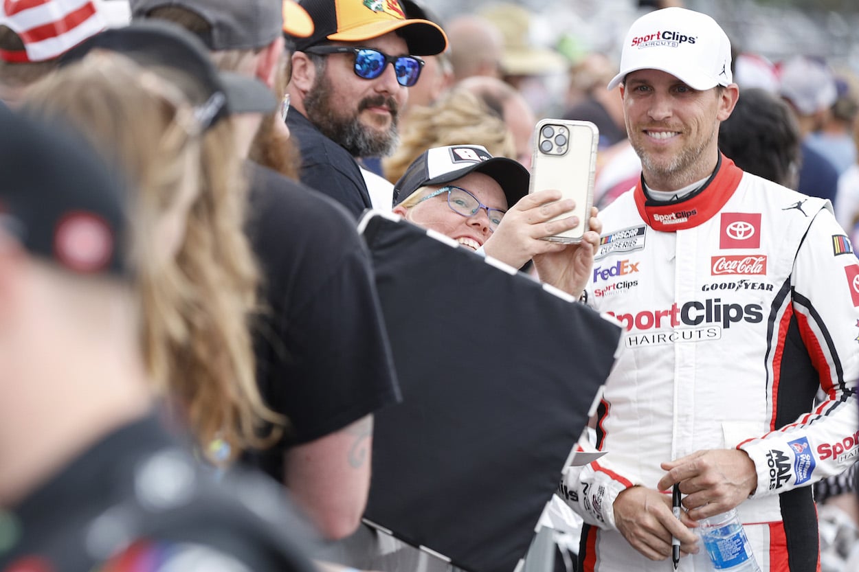 Denny Hamlin poses for photo.