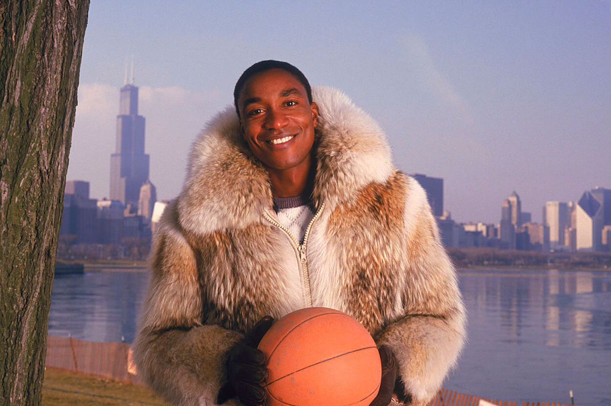Isiah Thomas poses for a picture in Chicago
