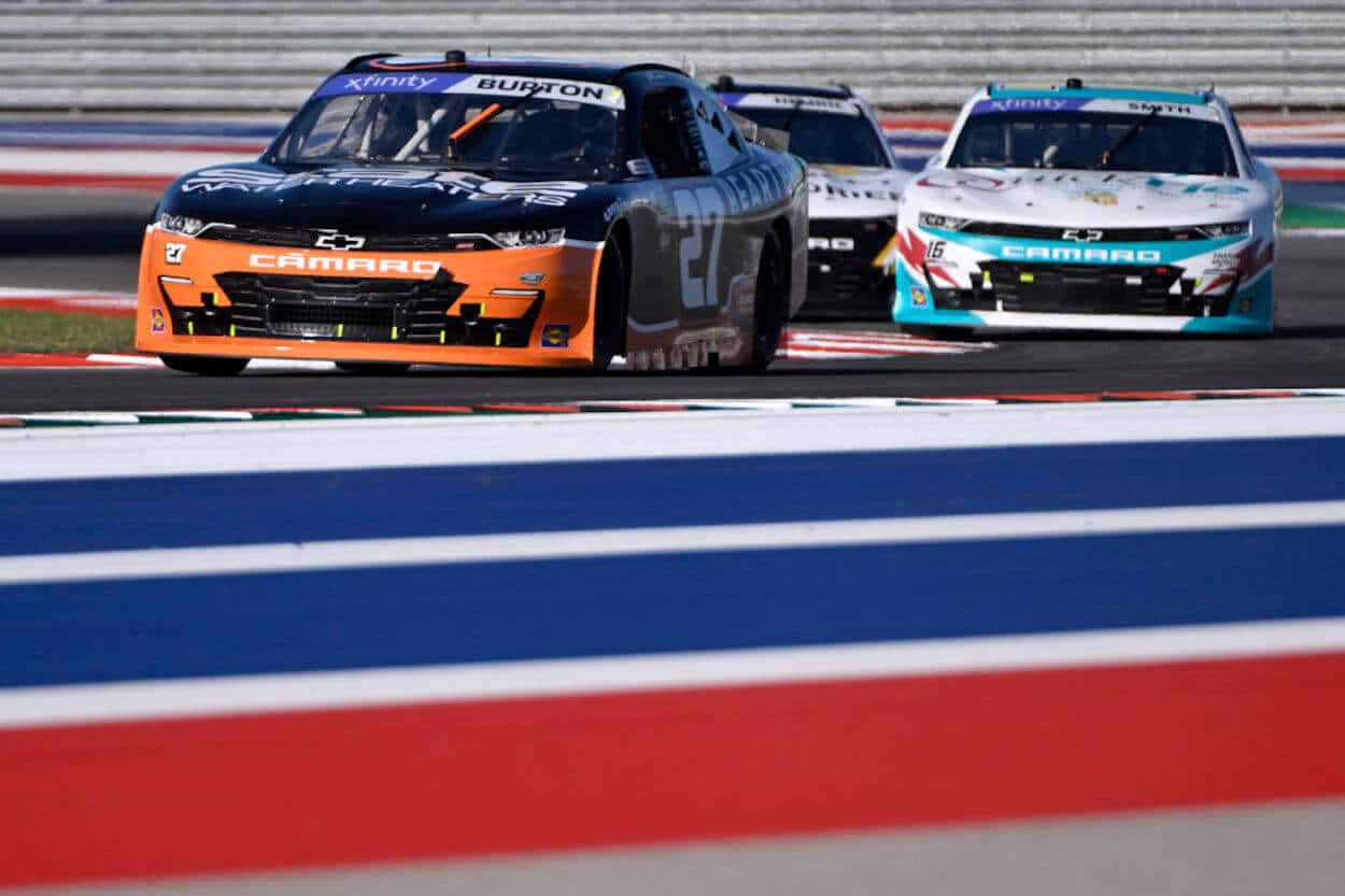 Jeb Burton (L) and Chandler Smith (R) race at COTA.