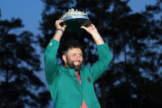 Jon Rahm celebrates after winning the 2023 Masters.