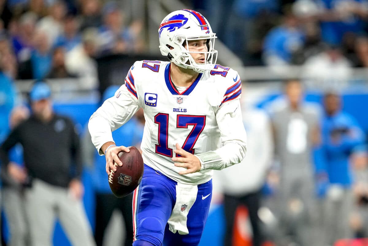 Buffalo Bills quarterback Josh Allen prepares to throw the football