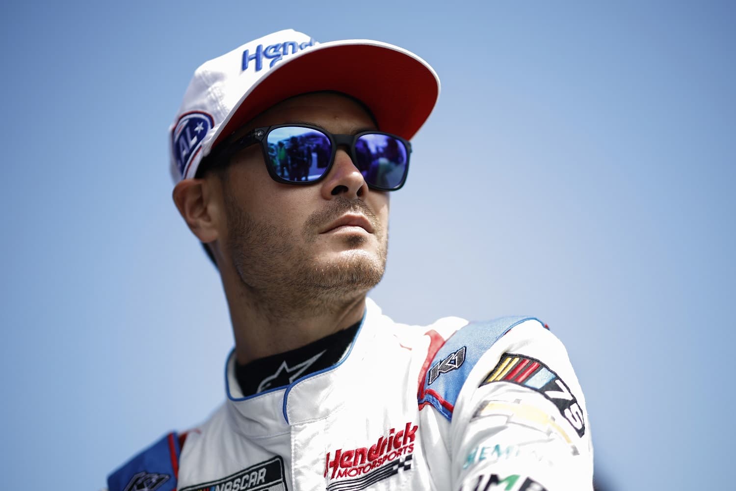 Kyle Larson looks on during qualifying for the NASCAR Cup Series GEICO 500 at Talladega Superspeedway on April 22, 2023. | Sean Gardner/Getty Images