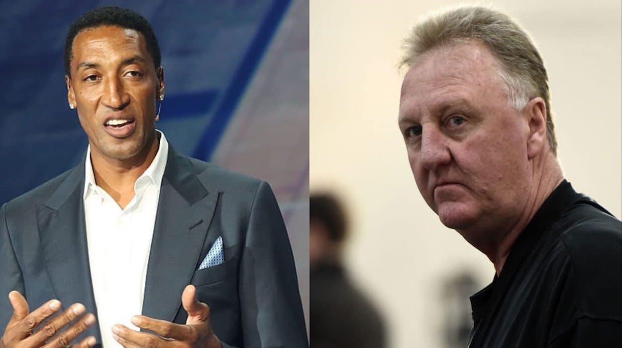 Scottie Pippen (L) and Larry Bird (R)