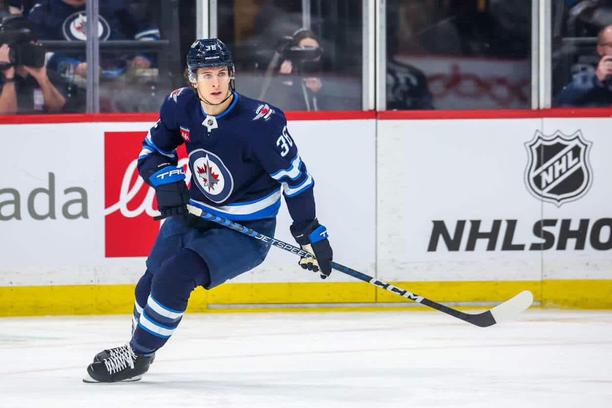 Morgan Barron skates for the Winnipeg Jets