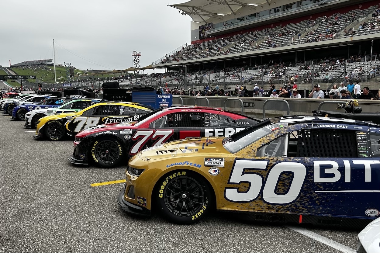 NASCAR pit road before race.