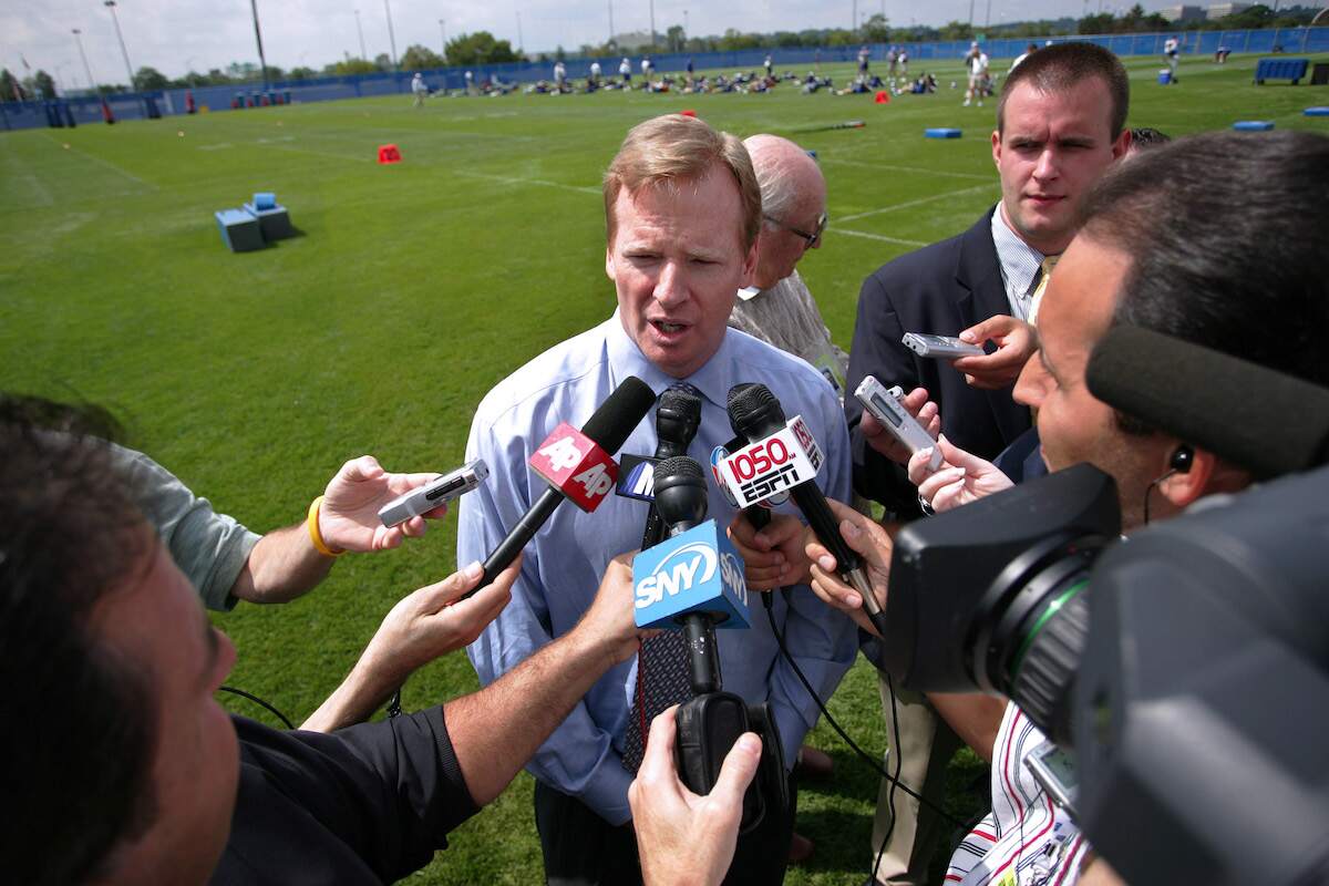NFL Commissioner Roger Goodell speaks during a news conference after becoming the NFL commissioner in 2006