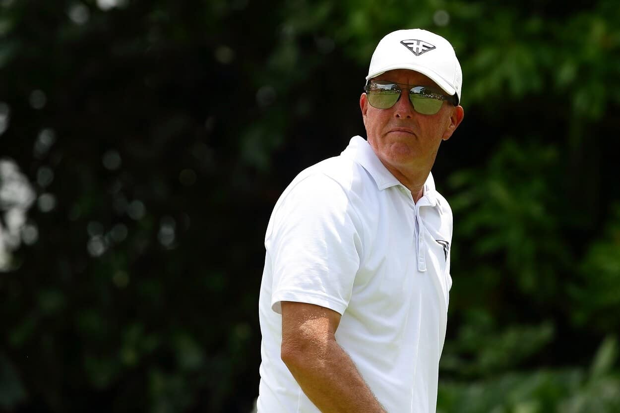 Phil Mickelson during the first round of the LIV Golf event in Singapore