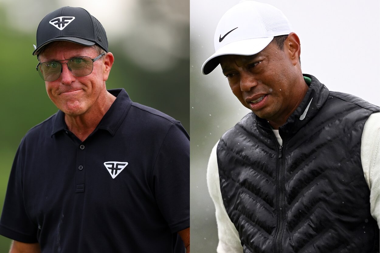 Phil Mickelson and Tiger Woods at the 2023 Masters