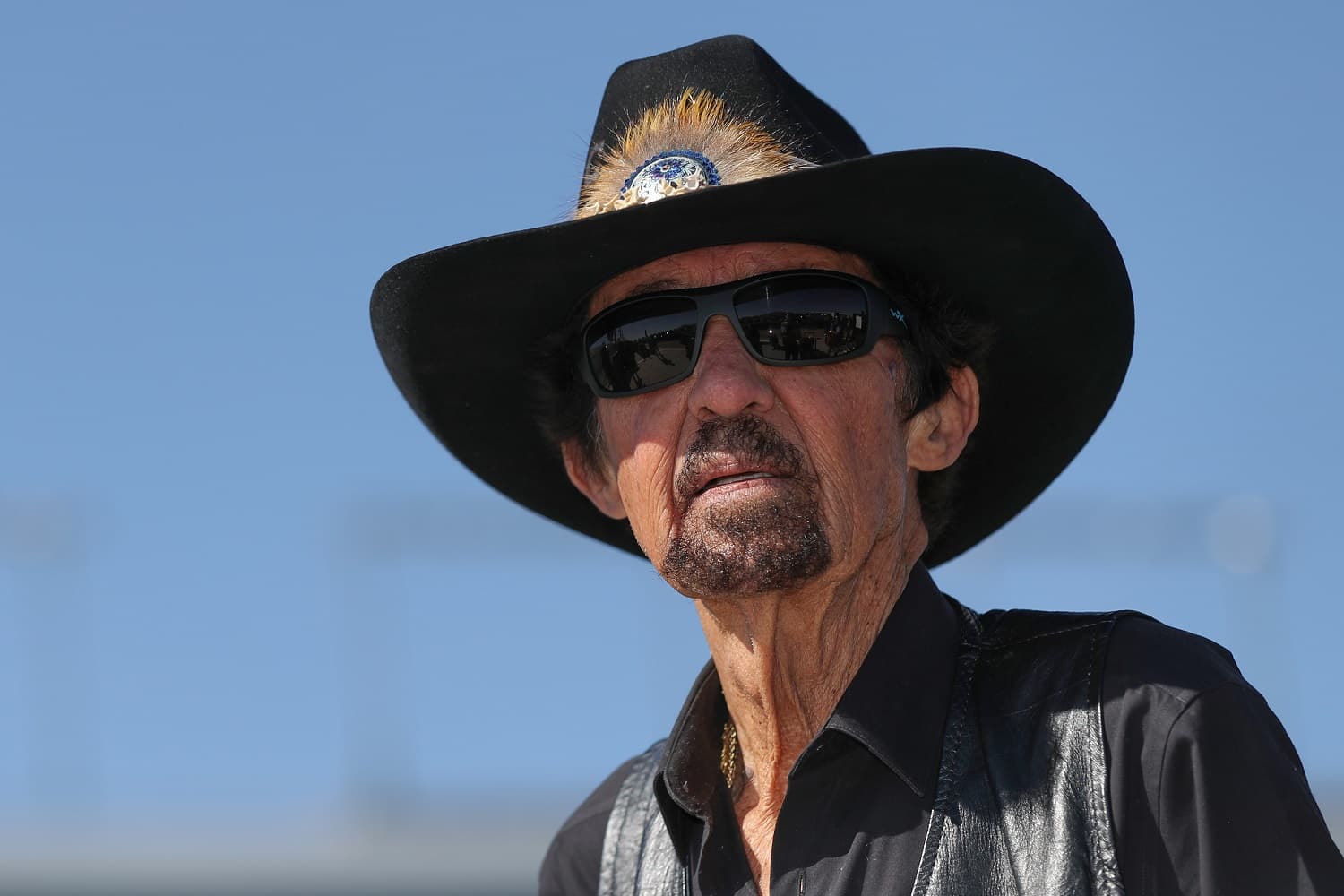 NASCAR Hall of Famer Richard Petty looks on during practice for the NASCAR Craftsman Truck Series Victoria's Voice Foundation 200 at Las Vegas Motor Speedway on March 3, 2023.