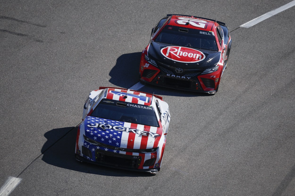 Ross Chastain and Christopher Bell race