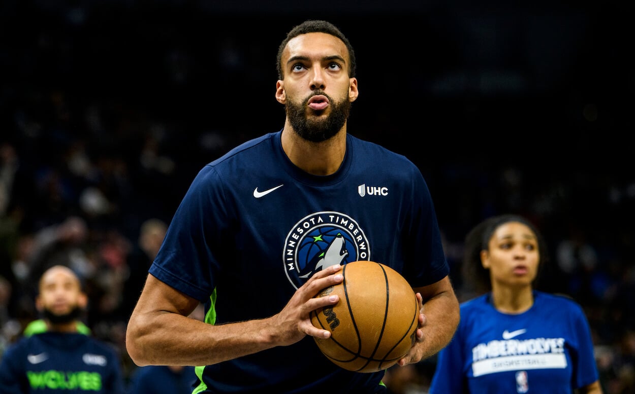 Rudy Gobert warms up before a game.